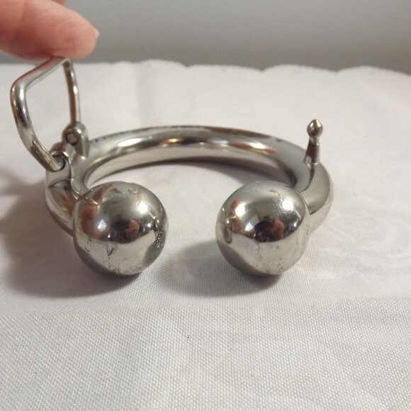 Distressed Bull Nose Ring Belt Buckle, Silver Tone Novelty Buckle - Picture 5 of 7